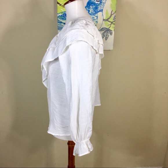 White Ruffle Button Down Top - Picture 3 of 5